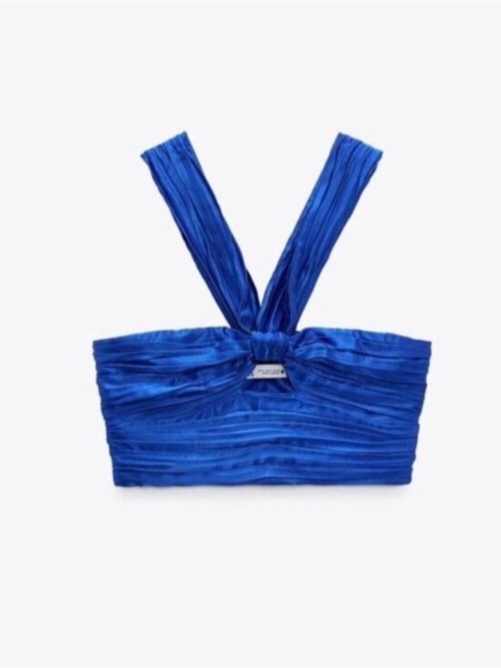 NWT Zara Satin Halter Crop Top - Picture 5 of 9